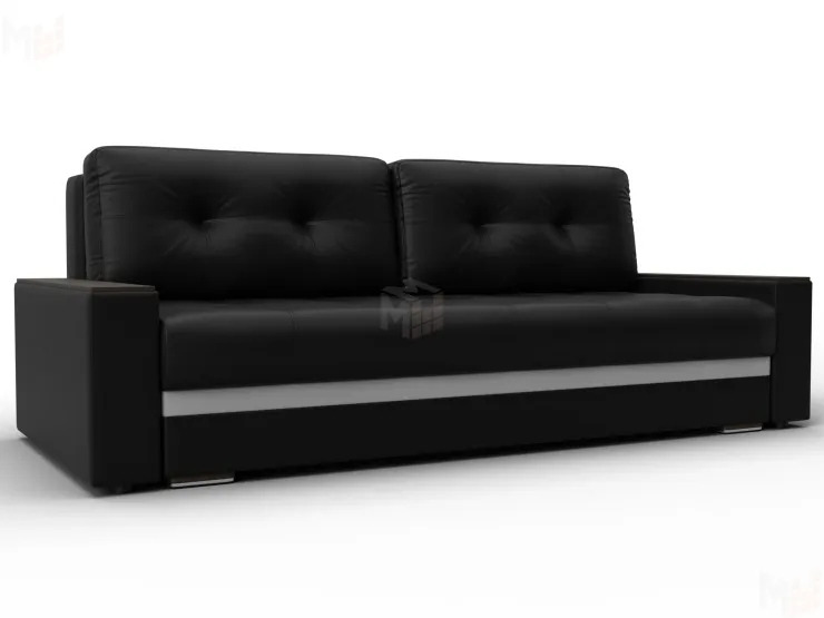 Диван прямой с декором Лига-096 НПБ ( Черный\Белый )