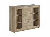 Тумба Сириус 2 двери со стеклом и 3 ящика 117*95 белый