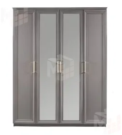 Шкаф Мокко 4-дверный с зеркалом серый