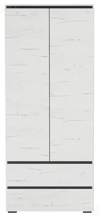  Шкаф ГРЕТТА 2С2Я с штангой Дуб Крафт белый-Антрацит