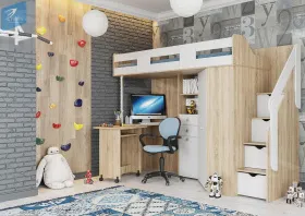 Кровать чердак Мийа_А (сонома/белый)