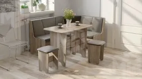 Кухонный уголок Техас Исп.1 Дуб Сонома трюфель, Экокожа коричневая