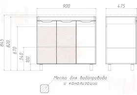 Тумба под умывальник "Andrea 90" 3D без ящика Домино