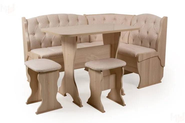 Кухонный уголок Орхидея Люкс (ясень/флок Карамель)