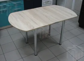 Стол Евро поворотно-раскладной с ящиком 780*590 (сонома), ножки хром