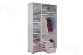 Шкаф трехдверный Зефир  109.02 белое дерево/пудра розовая (эмаль)