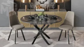 Стол обеденный Diamond Тип 3 - КМ+02.68.000.168 Черный муар, Ателье темный глянец