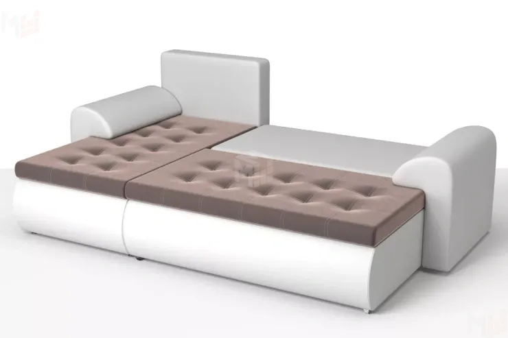 Угловой диван Ванкувер (левый)  Белый, Коричневый