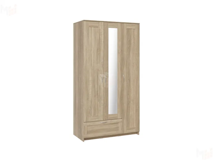 2.02.01.510.3 СИРИУС шкаф 3 двери и 1 ящик 117х59х220 сонома RU (с 1 зеркалом)