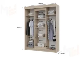 Шкаф-купе VICTOR с зеркалом (сонома/белый)