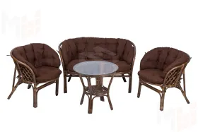 Комплект Багама с диваном и коричневыми ушастыми подушками