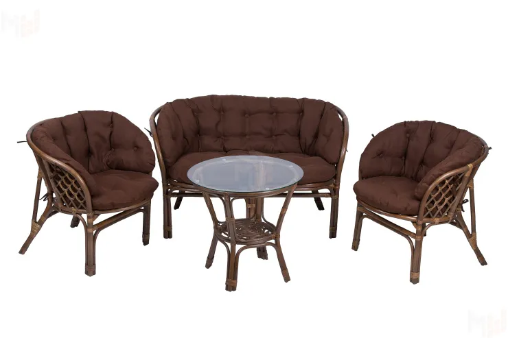 Комплект Багама с диваном и коричневыми ушастыми подушками