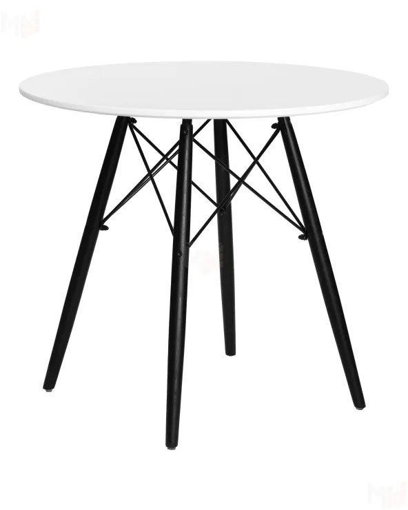 Стол обеденный DOBRIN CHELSEA`80 BLACK (столешница белая, основание черное)