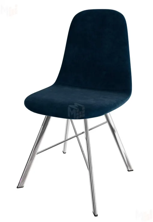 Стул Кассиопея (велюр синий, ноги хром)