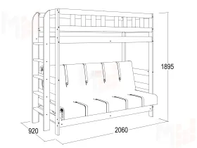 Кровать двухъярусная №3 с диваном