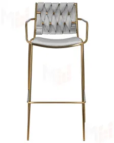 Стул барный DOBRIN MILLER GOLD (светло-серый велюр (135-37))