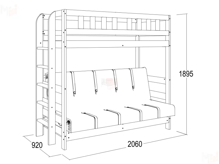 Кровать двухъярусная №3 с диваном