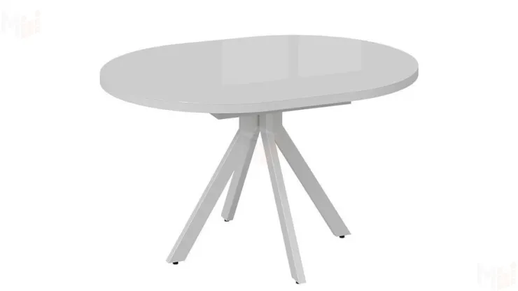 Стол обеденный раздвижной Стокгольм Тип 1  Белый муар, Стекло глянцевое белое