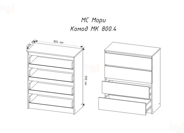 Комод Мори 800.4 белый