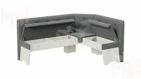 Кухонный уголок Барселона Дуб крафт белый, Микровелюр Duna Steel