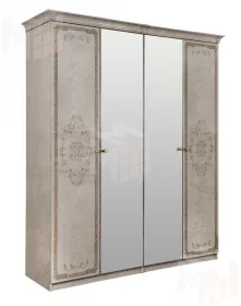 Шкаф Патрисия 4-дверный (1+2+1) с зеркалом крем корень глянец