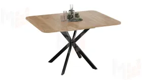 Стол обеденный раздвижной Лиссабон Тип 1 Черный муар, Дуб Крафт золотой