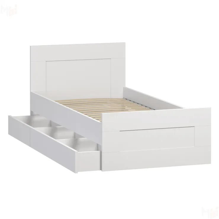 Кровать Сириус 90*200 с ящиками белая