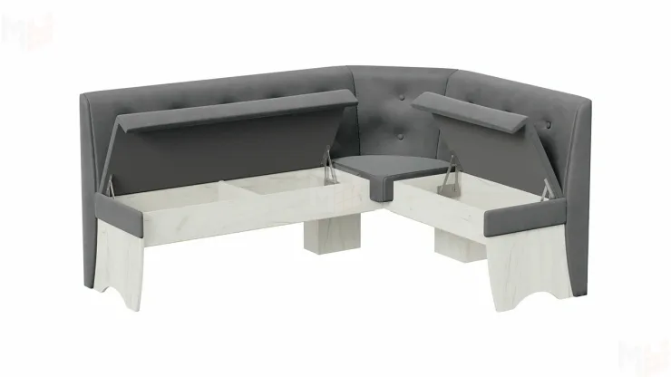 Кухонный уголок Барселона Дуб крафт белый, Микровелюр Duna Steel