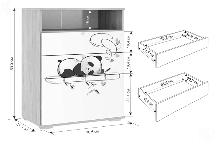 Комод Панда 27.01 дуб мария/белый