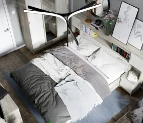 Спальный гарнитур Басса дуб крафт серый - белый комплект 1