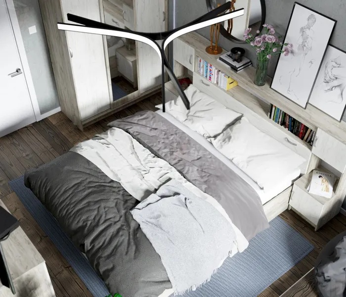 Спальный гарнитур Басса дуб крафт серый - белый комплект 1