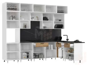 Кухня Рио New угловая 3,0*1,8 м (490) комп. №2 Дуб крафт, белый (Кастилло темный)