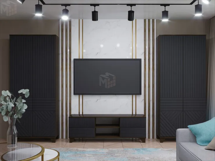 Гостиная Копенгаген венге/черный матовый вариант 4