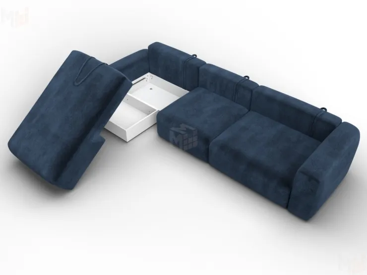 Диван угловой Лига-066 НПБ Лонг угол левый ( TOWER 13 синий )