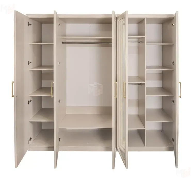 Шкаф Мокко 5-дверный с зеркалом бежевый