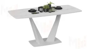 Стол раздвижной Фабио Тип 1 Белый матовый, Стекло матовое белый мрамор