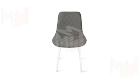 Стул OSCAR Белый муар, Велюр L002 серо-бежевый