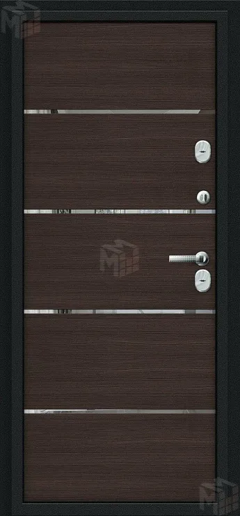 Входная металлическая дверь Thermo Лайн Букле черное/Wenge Veralinga