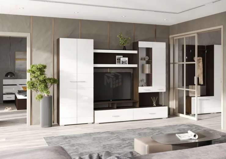 Гостиная Вегас 1 венге - белый глянец