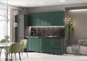 Кухонный гарнитур Челси 2,0 (графит/изумрудный, кастилло темный)