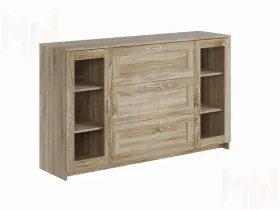 Тумба Сириус 2 двери со стеклом и 3 ящика 156*95 Сонома