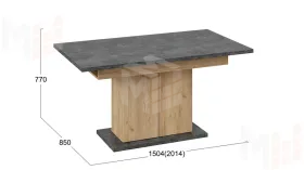 Стол раздвижной Детройт Тип 1 Дуб Крафт золотой, Ателье темное