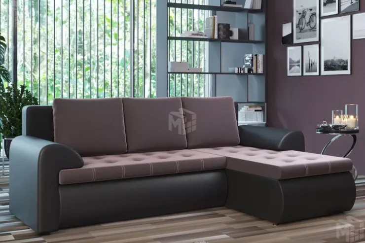 Угловой диван Ванкувер (правый)  Коричневый, Черный