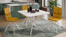 Стол обеденный раздвижной Лиссабон Тип 1 Белый муар, Белый