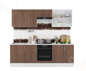 Кухня Европа 2,4 с витриной (мор. дерево)