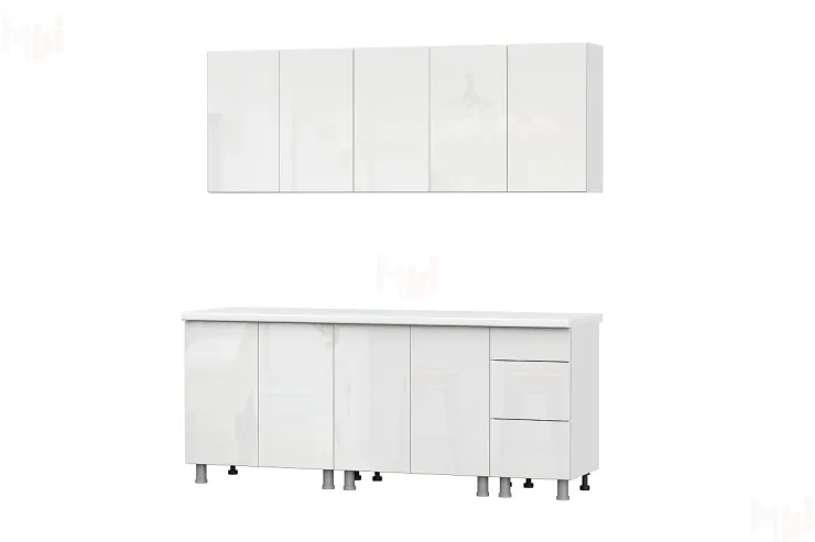 Кухонный гарнитур Модерн New (2,0м) (МДФ) (без столешниц) Белый 