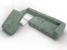 Диван угловой Лига-066 НПБ Лонг угол левый ( BRUT 08 зеленый )