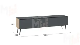 Тумба ТВ Глосс  с опорами - СМ-319.03.011 Яблоня Беллуно, Cтекло Графит матовый