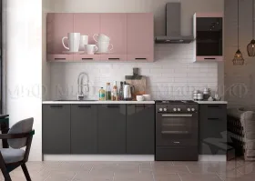 Кухня Техно New 2,0 комп. №3 с ф/п №3 Пудра софт/Графит софт