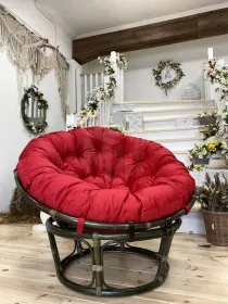 Кресло Папасан 23/01 с красной подушкой
